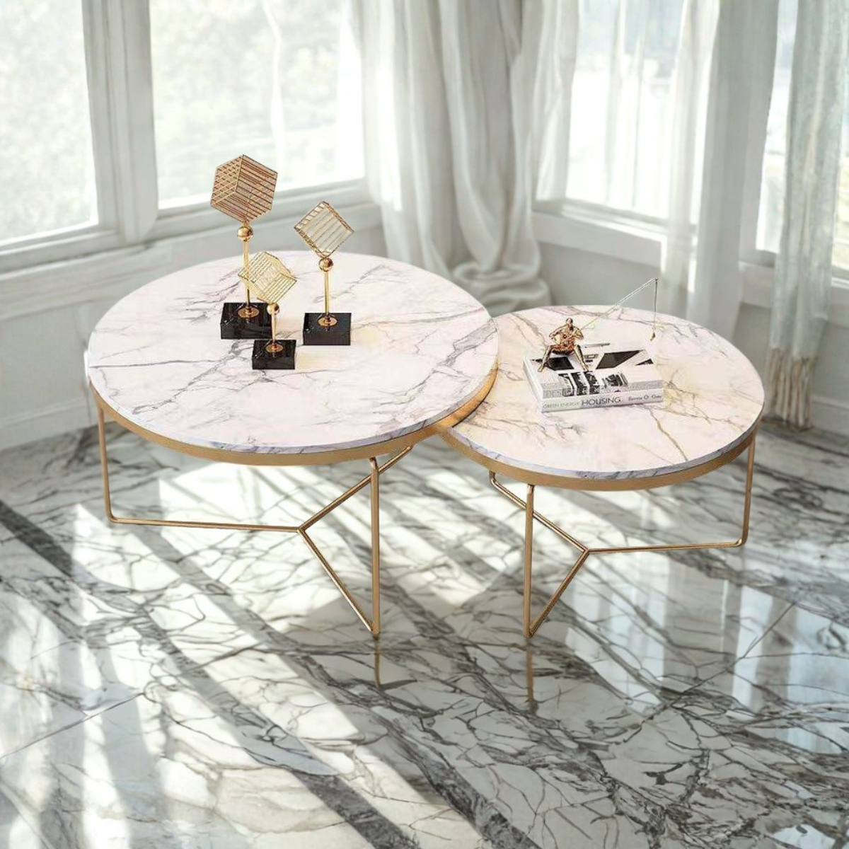 Ivory Geo Nesting Coffee Table Set